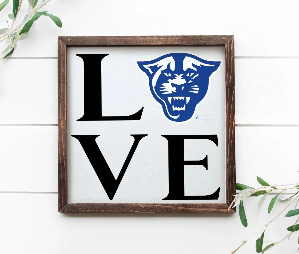 Georgia State University 12x12 Wood Framed Sign - "LOVE" Wall Art & Signs
