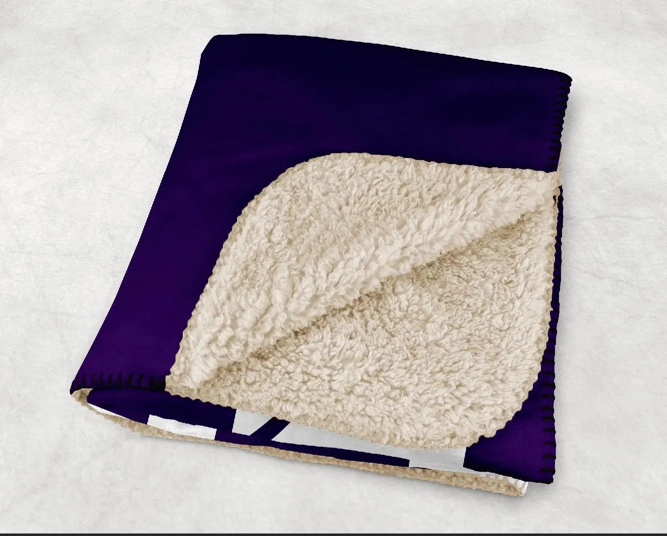 K-State XL 60x80 Sherpa Blanket - Purple Powercat Wide Band Throw Blankets
