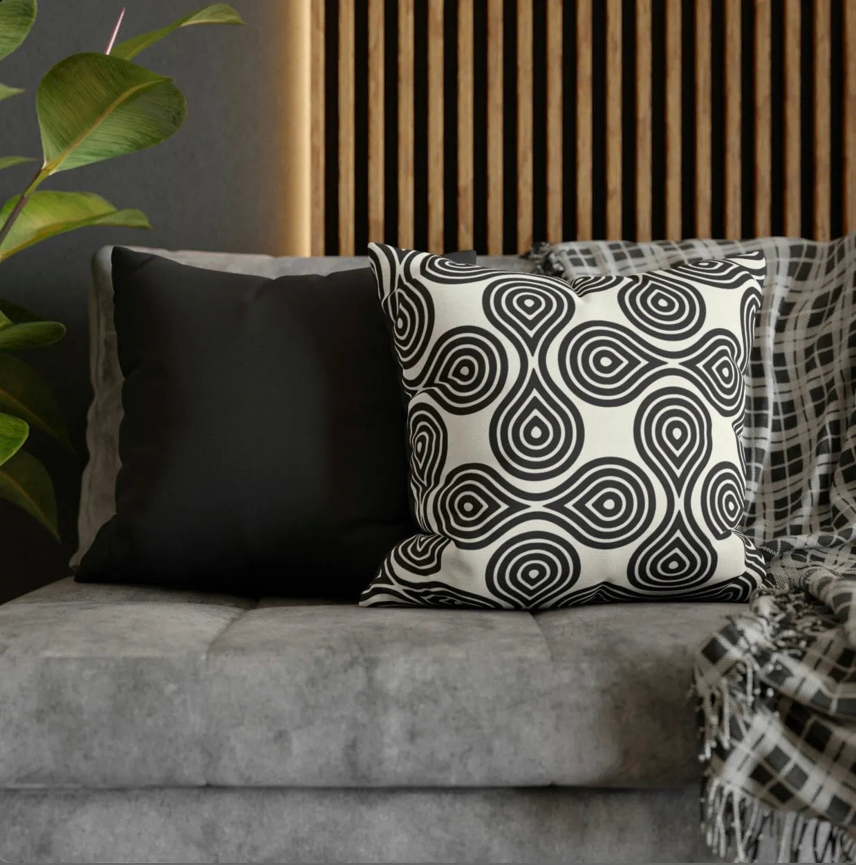 Black and White Swirl Throw Pillow Cover | Modern Fall Home Decor