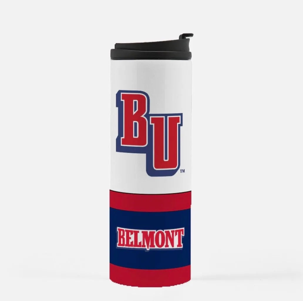 Belmont University Striped Thermal Tumbler 16 oz. - BU Logo | Official Merchandise and Accessories | Festive Fit Home