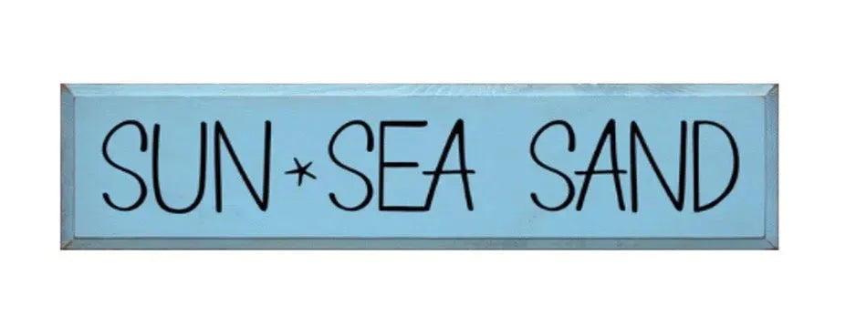 Sun. Sea. Sand. Wood Sign - 9"x36" Light Blue Wall Art & Signs