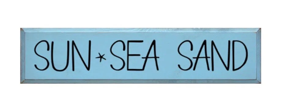 Sun Sea Sand Summer Wood Sign - 9"x36" | Beach Home Decor | Dorm Decor