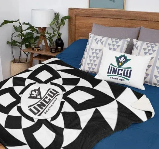 UNCW Sherpa Blanket Tribal Print - Black 60"x80" Throw Blankets