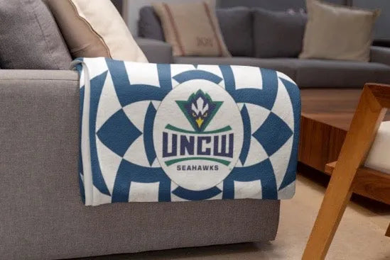 UNC Wilmington Sherpa Blanket Tribal - Navy 60"x80" - UNCW Gifts and Merchandise | Festive Fit Home