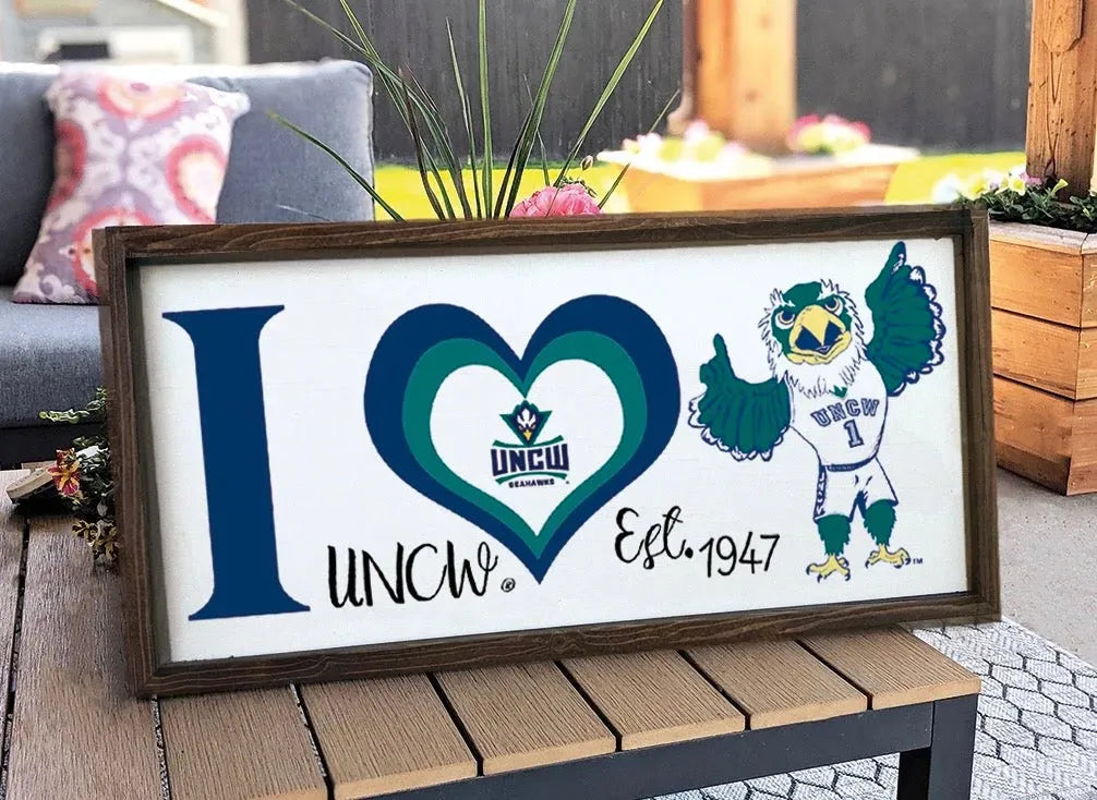 UNCW Wood Sign - I Heart with Sammy - 12"x24" Wall Art & Signs