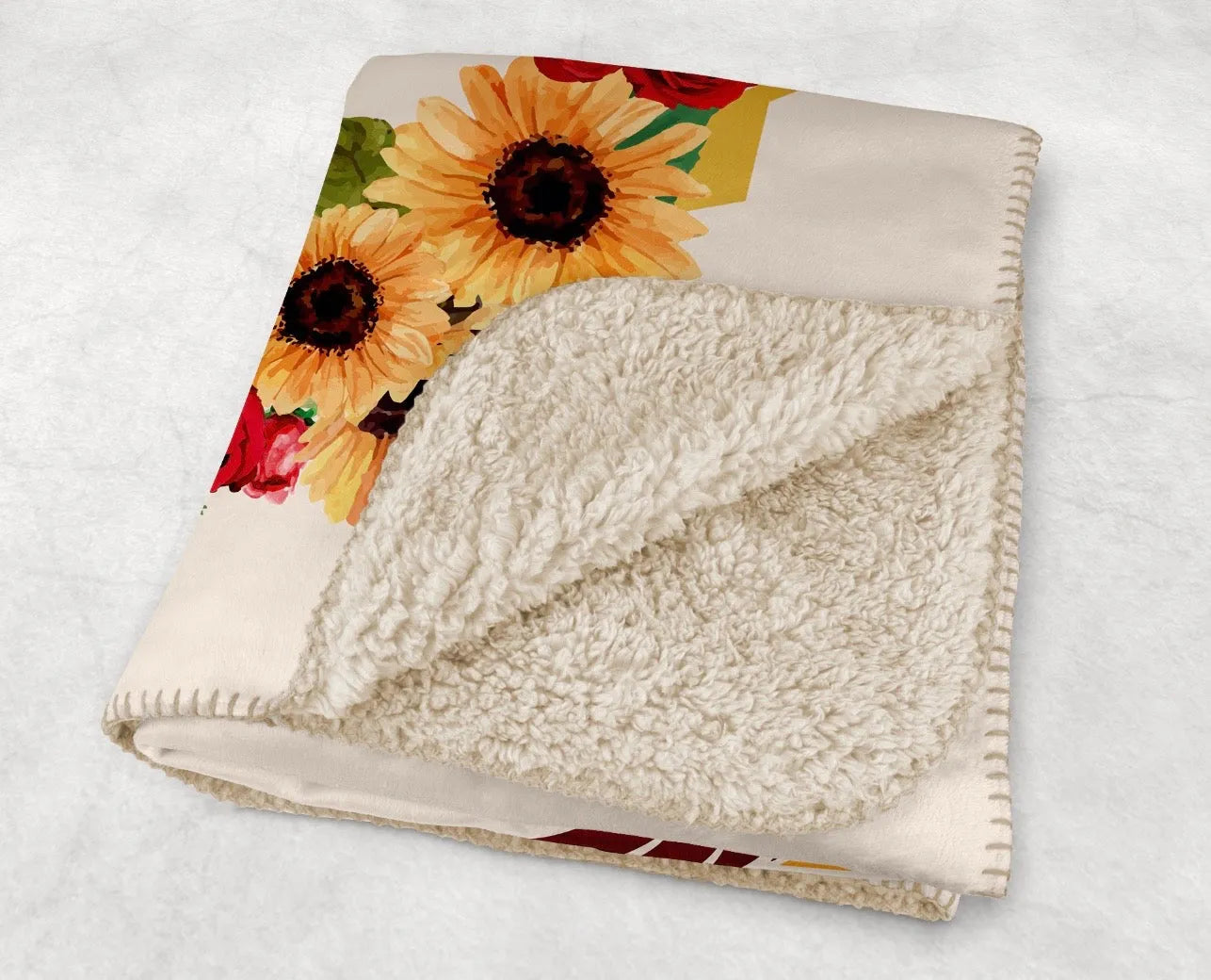 Winthrop University Blanket Sherpa Sunflower Frame - 60"x80" | Gifts and Merchandise