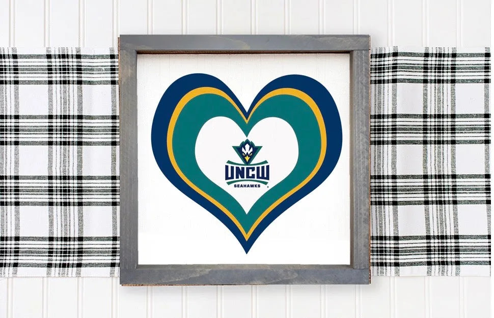 UNC Wilmington Sign - Layered Heart 12"x12" | UNCW Gifts and Decor | Official Merchandise | Festive Fit Home