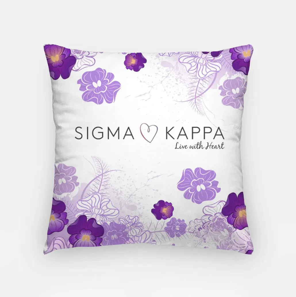 Sigma Kappa 18" Throw Pillow Cover - Abstract Violets Pillow Covers