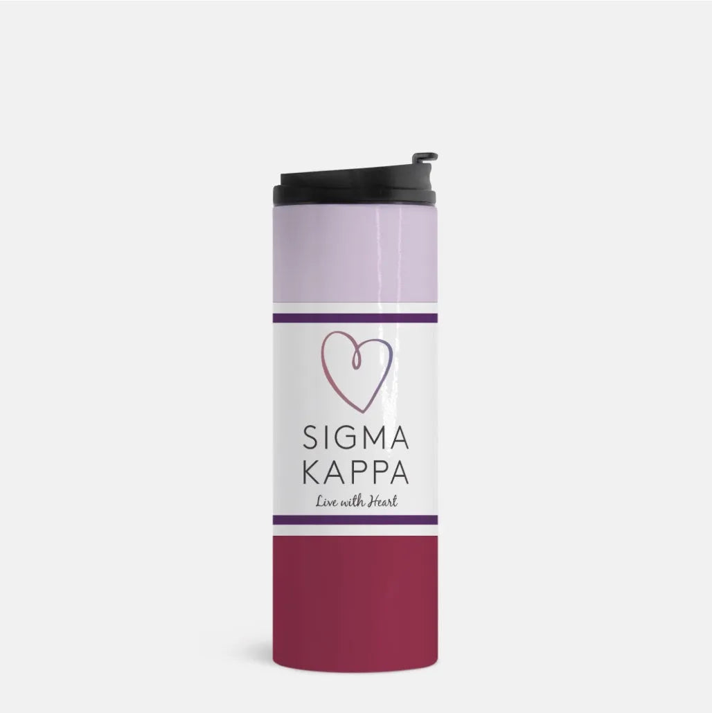 Sigma Kappa Striped Thermal Tumbler 16 oz.| Custom Gifts | Accessories | Festive Fit Home