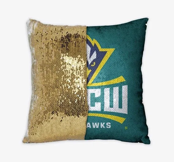 UNCW Seahawk Sequin Pillow Cover | Custom Gifts and Dorm Decor