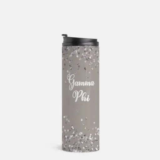 Gamma Phi Beta Thermal Tumbler 16 oz. - A La Mode Glitter Drinkware