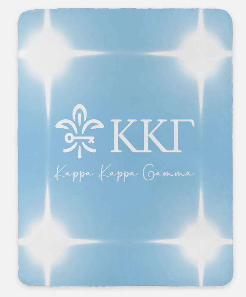 Kappa Kappa Gamma Sherpa Blanket XL 60x80 Light Blue Flashing Lights | KKG Gifts & Decor | Festive Fit Home