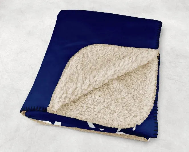Kappa Kappa Gamma XL 60x80 Blue Wide Band Sherpa Blanket Throw Blankets