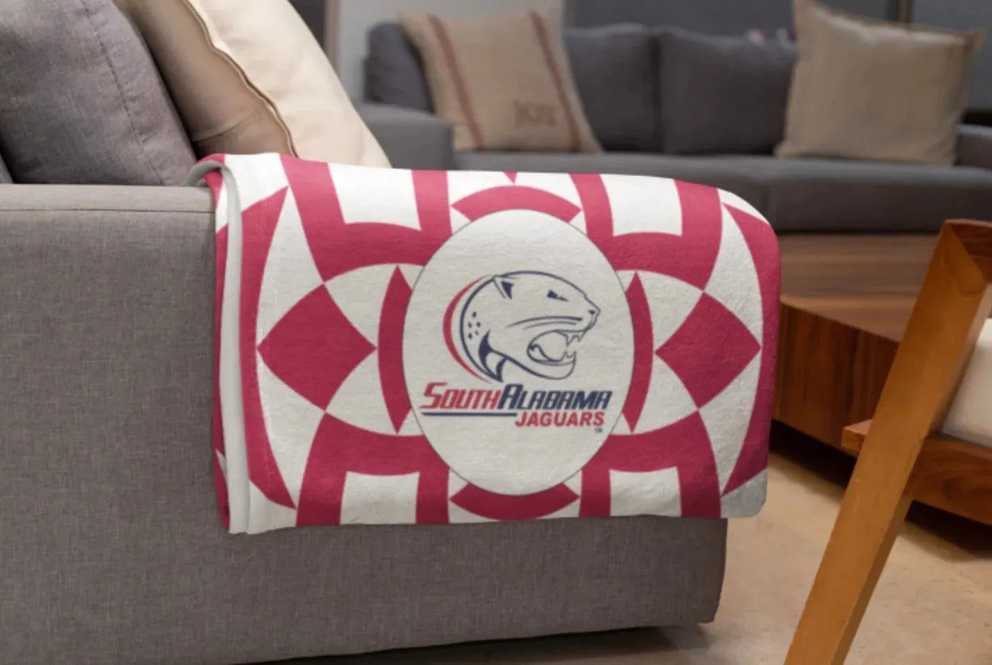 University of South Alabama XL 60x80 Red Tribal Sherpa Blanket Throw Blankets