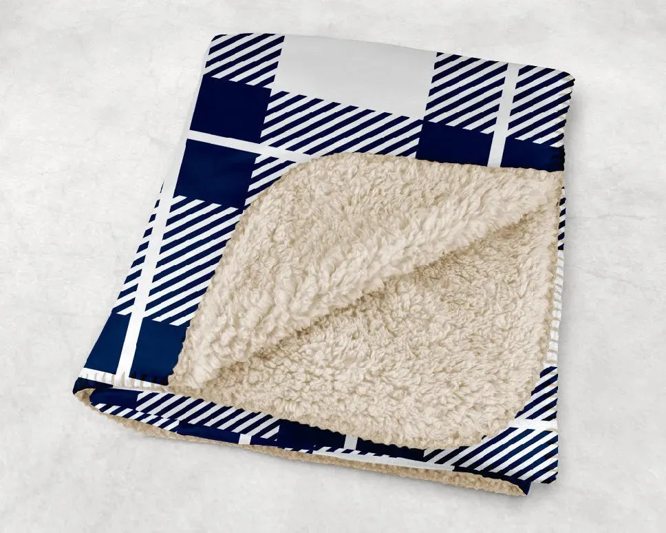 Alpha Xi Delta XL 60x80 Sherpa Throw Blanket - Plaid Throw Blankets