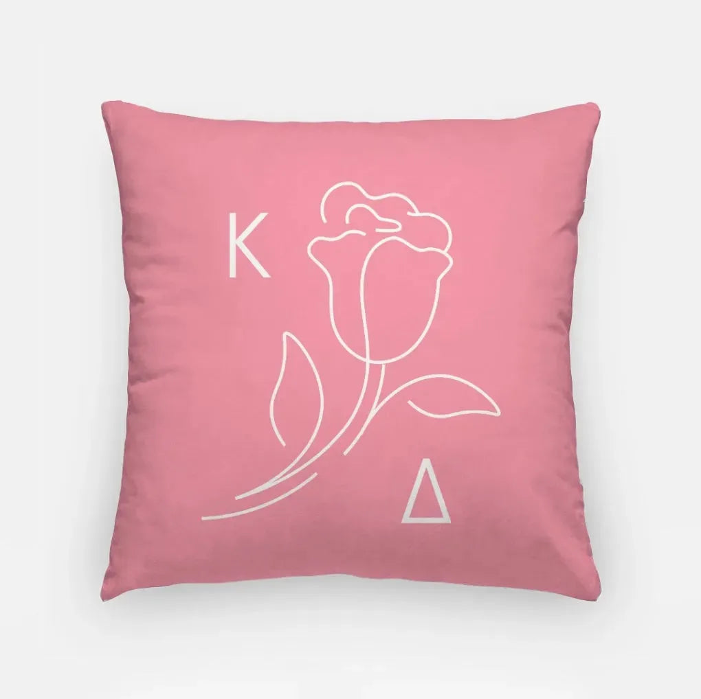 Kappa Delta 18" Throw Pillow - Greek Rose Logo Active Pink Pillow Covers