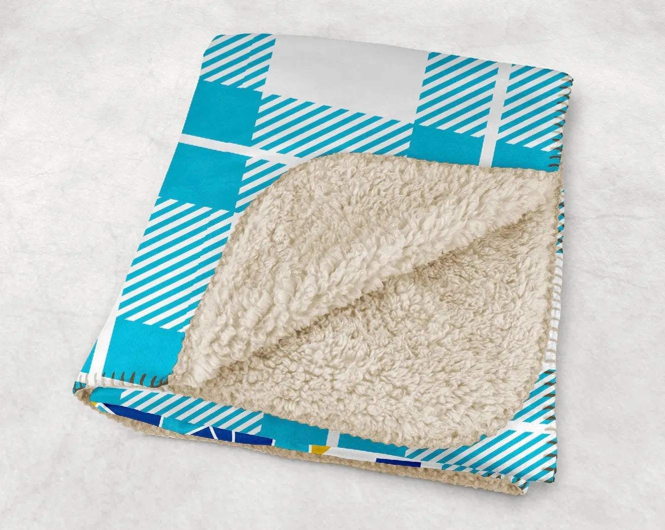 Tri Delta XL 60x80 Plaid Sherpa Blanket - Bright Blue Throw Blankets