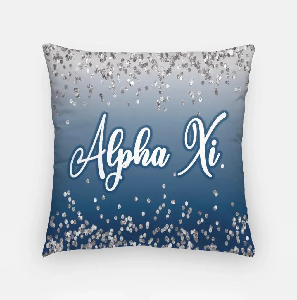 Alpha Xi Delta `8" Throw Pillow Cover - Glitter Blue Glitter Pillow Covers