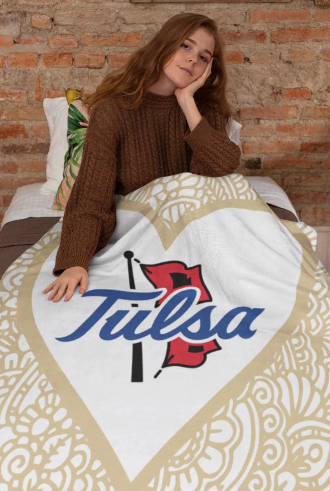 University of Tulsa Sherpa Blanket XL 60x80 - Mandala Heart | Gifts & Decor
