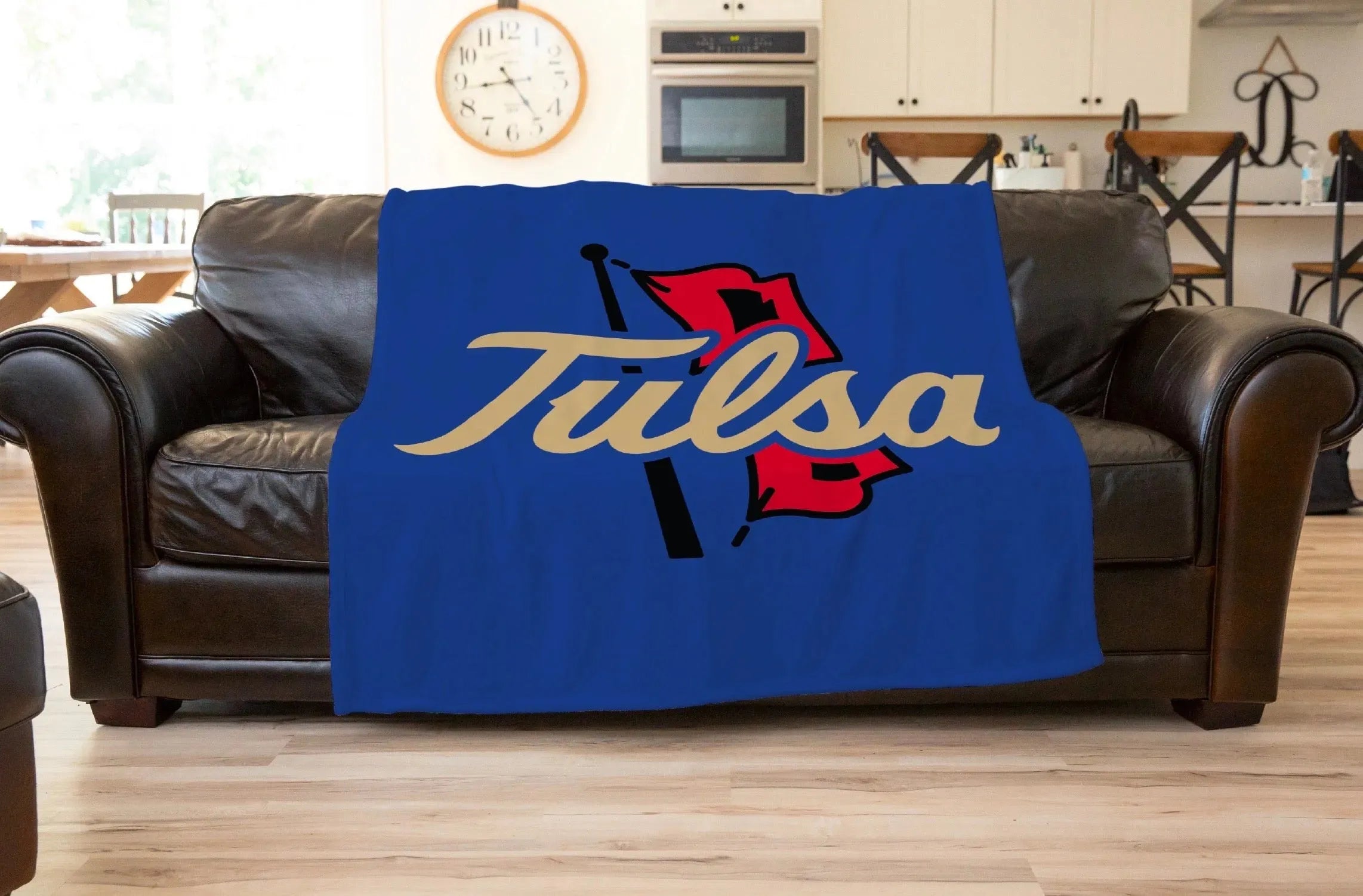 University of Tulsa XL 60x80 Sherpa Throw Blanket - Blue Throw Blankets
