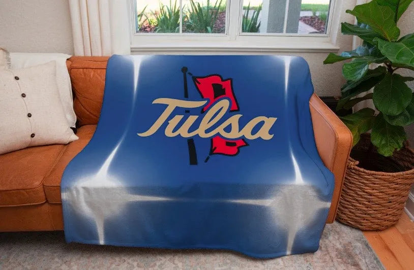 University of Tulsa Flashing Lights Sherpa Blanket | University of Tulsa Gifts | Festive Fit Home | Tulsa Dorm Decor