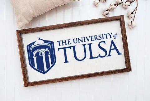 University of Tulsa Classic Logo Wood Sign 12"x24" | Custom Gifts and Decor | Festive Fit Home | Official Merchandise