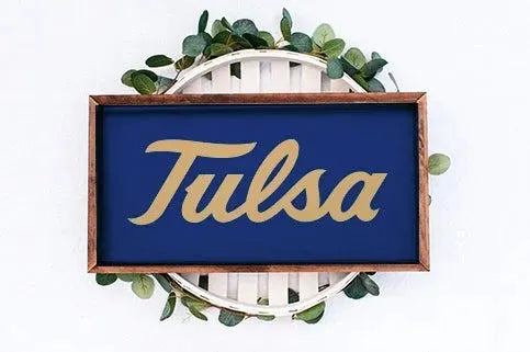 University of Tulsa Large 12x24 Wood Framed Sign - Blue Wall Art & Signs