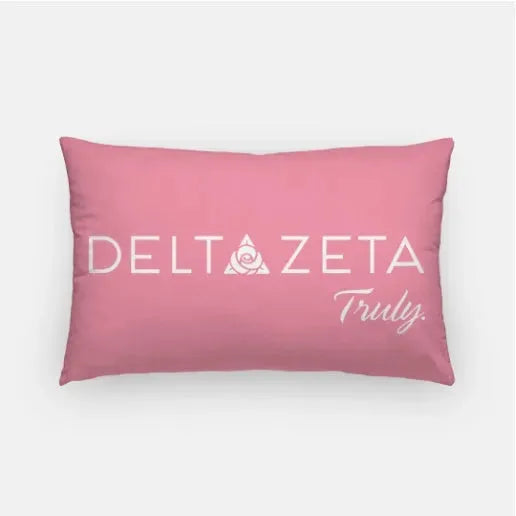 Delta Zeta Traditional Lumbar Pillow Cover - Knockout Pink Pillow Covers