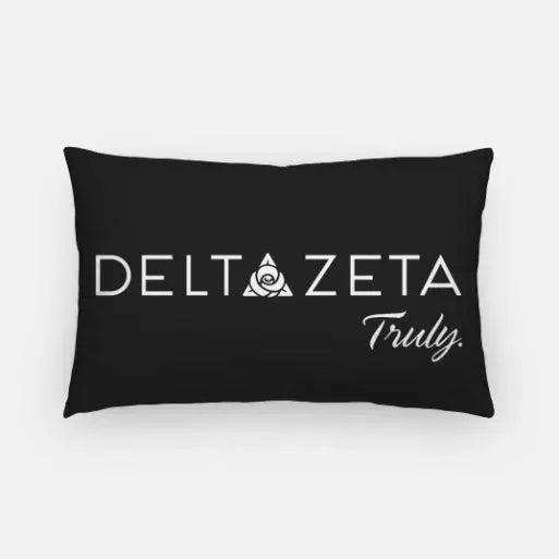 Delta Zeta Traditional Lumbar Pillow Cover - Knockout Black Pillow Covers