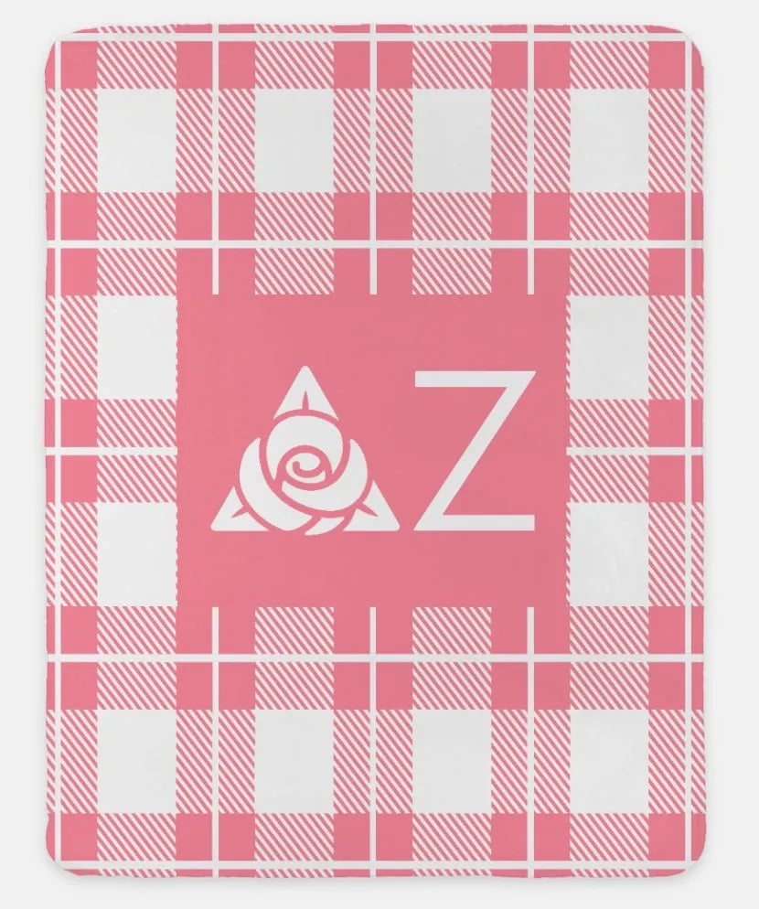 Delta Zeta Plaid Sherpa Blanket XL 60x80 | Official DZ Custom Merch