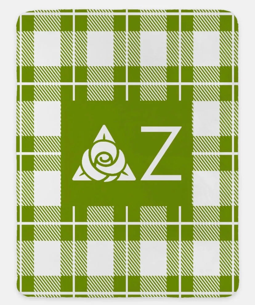 Delta Zeta Plaid Sherpa Blanket XL 60x80 | Official DZ Custom Merch