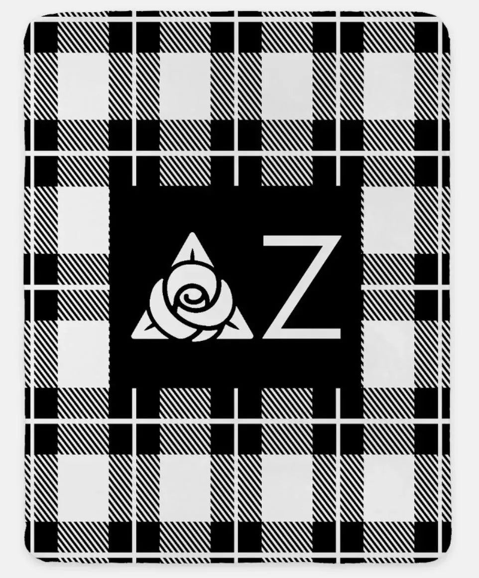 Delta Zeta XL 60x80 Plaid Sherpa Throw Blanket Black Throw Blankets