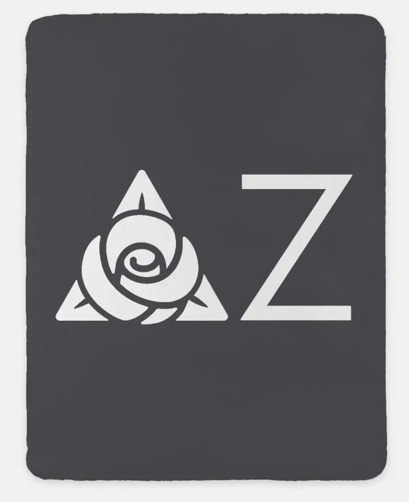Delta Zeta XL 60x80 Sherpa Blanket - Greek Letters Gray Throw Blankets