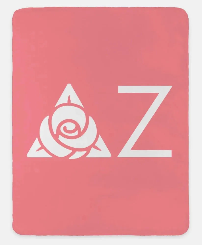 Delta Zeta XL 60x80 Sherpa Blanket - Greek Letters Pink Throw Blankets