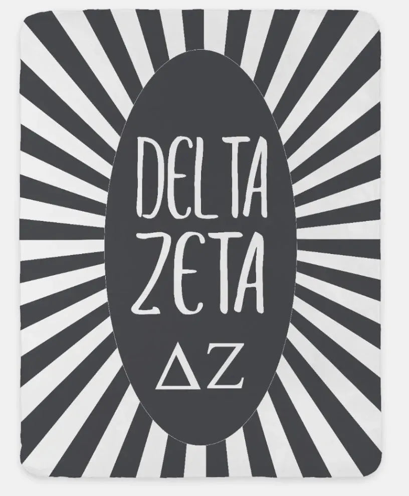 Delta Zeta XL 60x80 Sherpa Blanket - Starburst Gray Throw Blankets