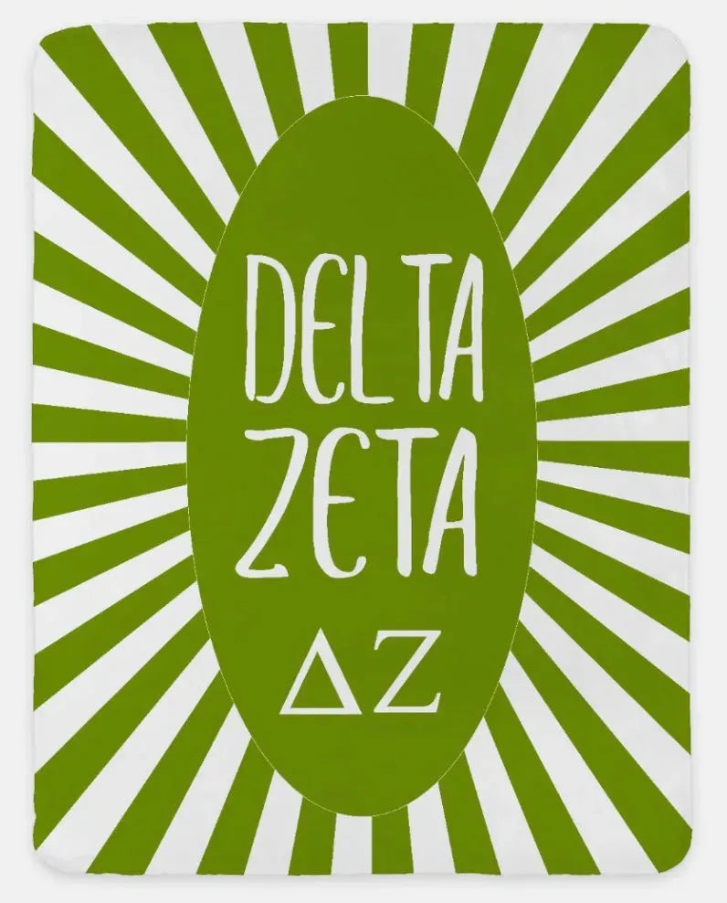 Delta Zeta XL 60x80 Sherpa Blanket - Starburst Green Throw Blankets