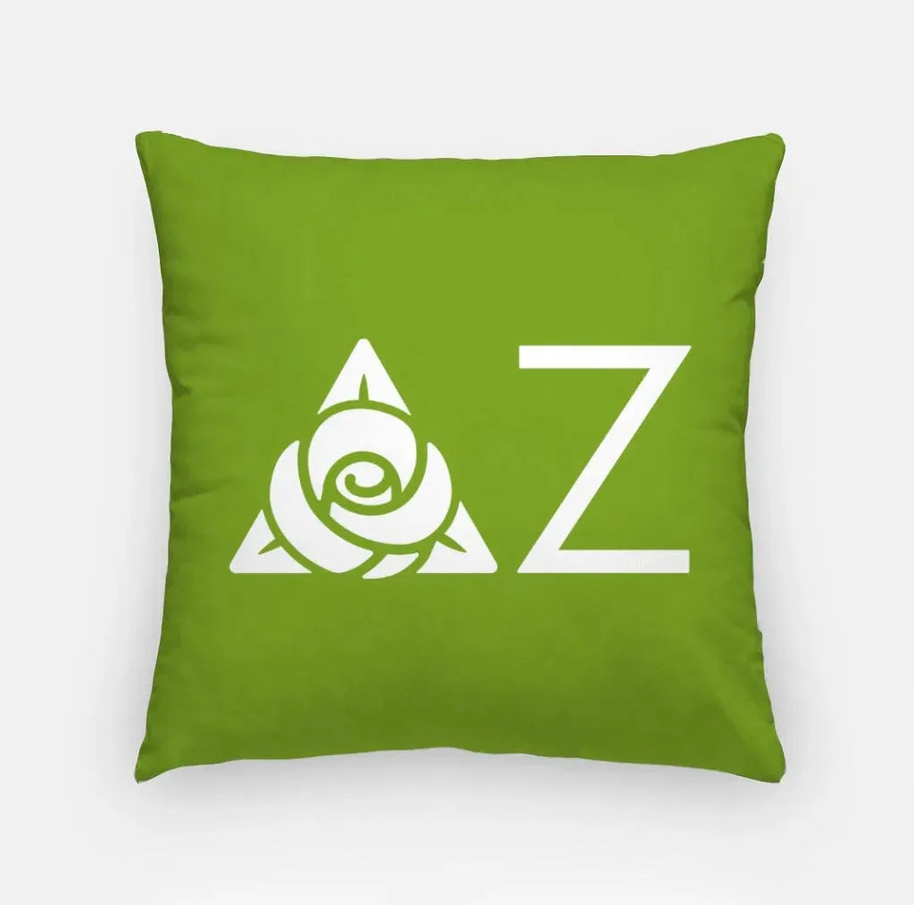 Delta Zeta 18" Traditional Throw Pillow Cover - Knockout Greek Letters Green Pillow Covers