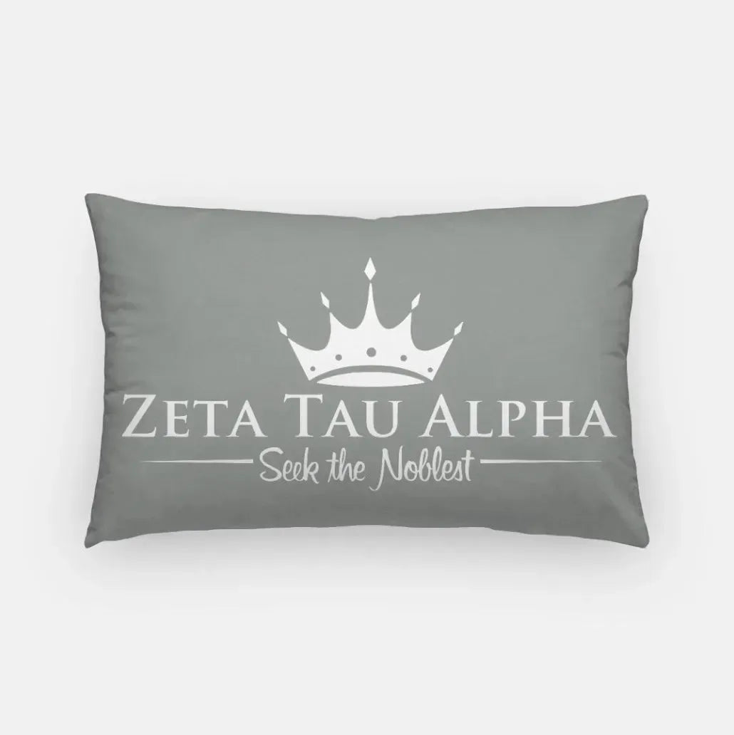 Zeta Tau Alpha Traditional Lumbar Pillow Cover Gray Pillow Covers