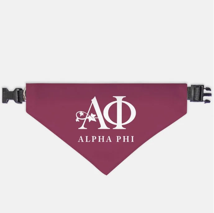 Alpha Phi Pet Bandana - Bordeaux | Official Accessories | Custom Gifts | Festive Fit Home