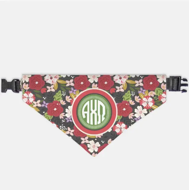 Alpha Chi Omega Pet Bandana - Modern Floral Medium Pet Bandanas