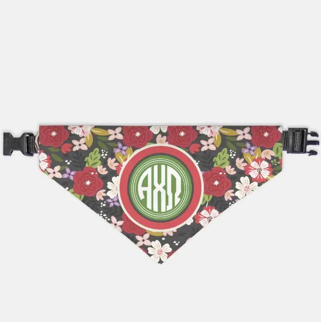 Alpha Chi Omega Pet Bandana - Modern Floral Large Pet Bandanas