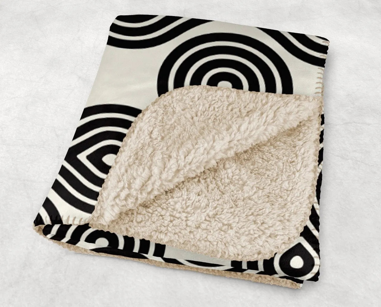 Modern Black Swirl Sherpa Blanket XL 60"80" | Black & White Dorm Decor