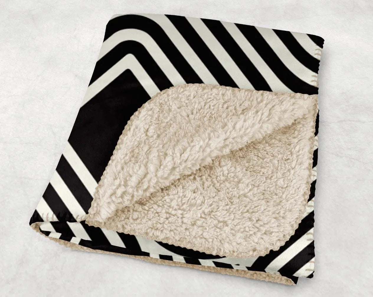 Geometric Black and White XL 60x80 Sherpa Blanket Throw Blankets