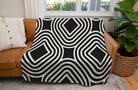 Geometric Black & White Sherpa Blanket XL 60x80 | College Dorm Decor