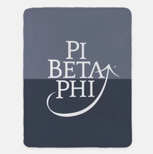 Pi Beta Phi Sherpa Blanket XL 60x80 Gray Color Block | Custom Pi Phi Gifts | Festive Fit Home