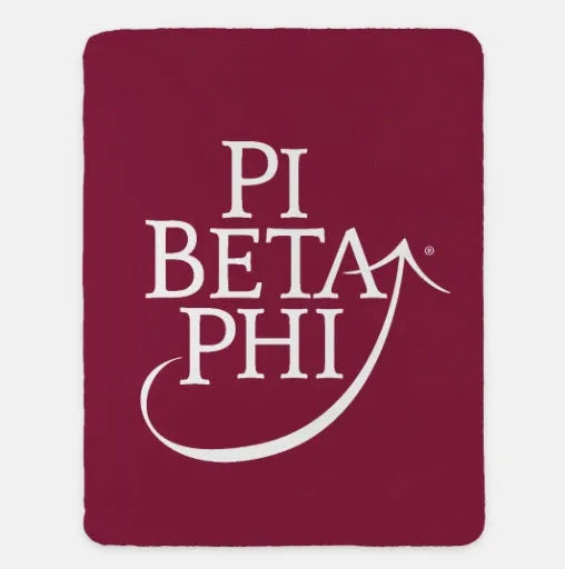 P Beta Phi Traditional Sherpa Blanket - Wine 60"x80" | Custom Gifts