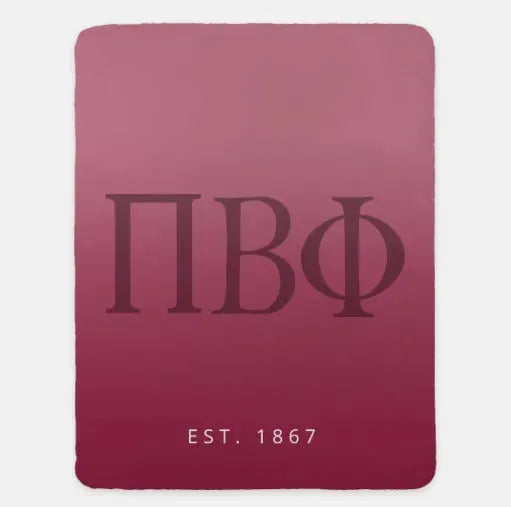 Pi Phi XL 60x80 Sherpa Throw Blanket - Wine Gradient Throw Blankets