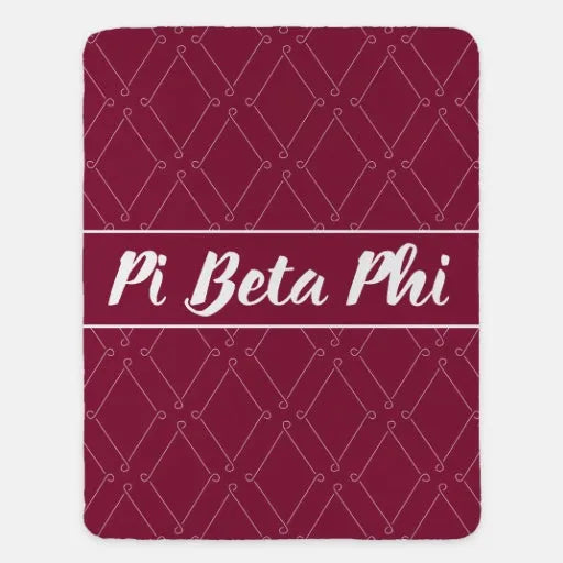 Pi Beta Phi Blanket XL 60x80 Wine Crest Pattern | Custom Gifts & Decor | Festive Fit Home