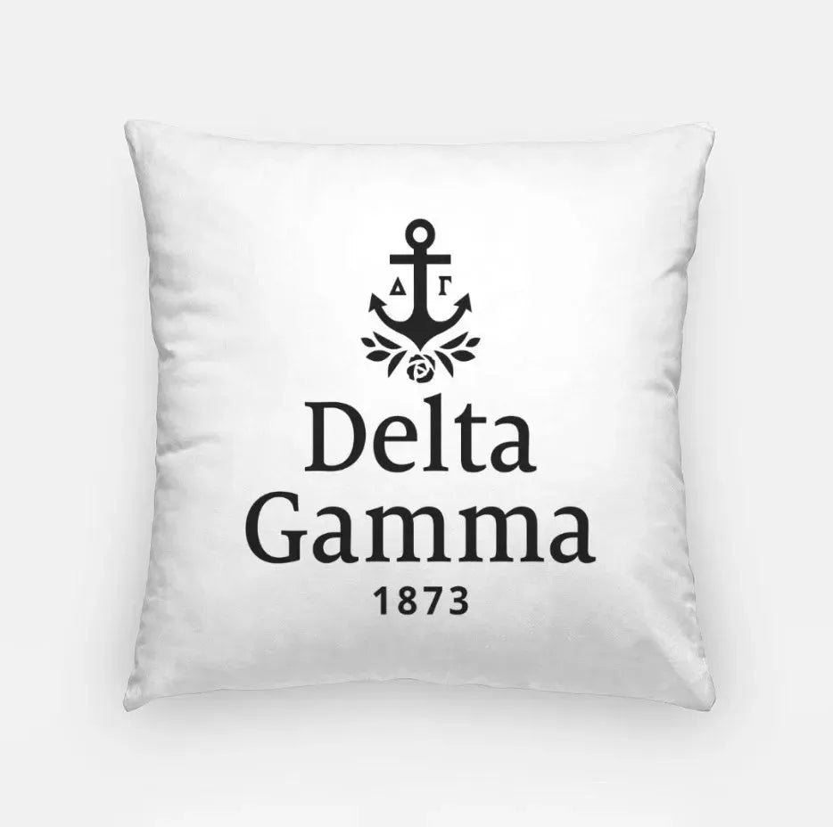 Delta Gamma 18" Traditional Pillow Cover White Black Pillow Covers
