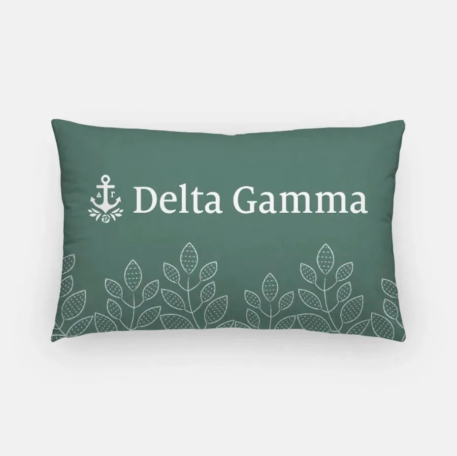 Delta Gamma Floral Lumbar Pillow Cover Green Pillow Covers